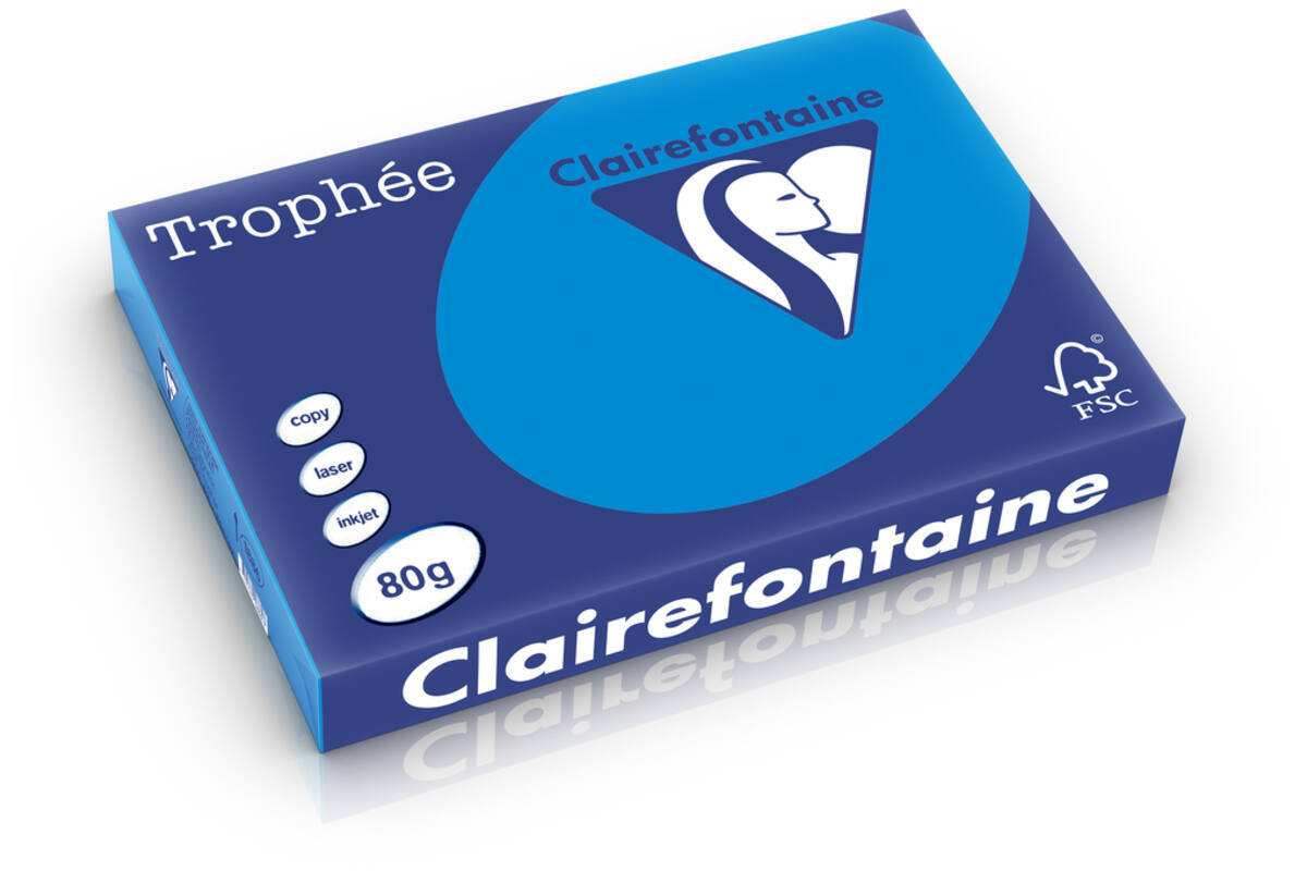 Kopieerpapier A3  diepblauw/cariben FSC houtvrij 500 vel, 80 grs.
